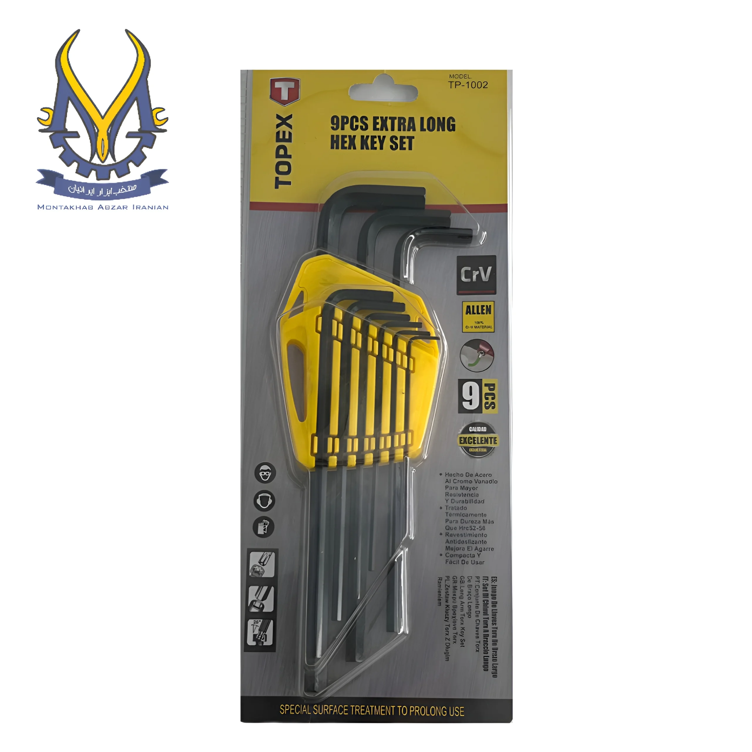 polish_save - 2026-09-06T155229 (1) آچار آلن شش گوش کارتی فوق بلند 9 عددی مشکی تاپکس مدل TOPEX TP-1002 - Image 1